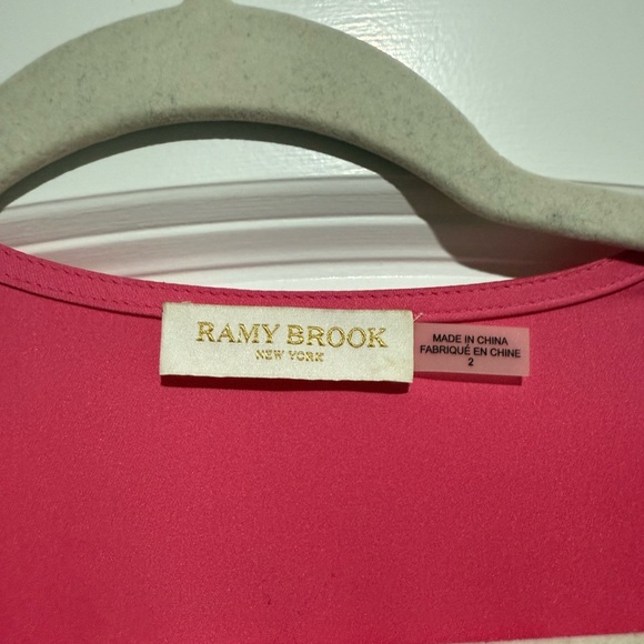 Ramy Brook Bright Pink Long-Sleeve Ruched V-Neck Mini Dress - Picture 4 of 6